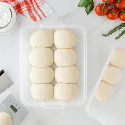 Chef Pomodoro Large Pizza Dough Proofing Box Kit 2-Pack, 17 x 13-Inch, Pizza Dough Container, Fits 6-8 Dough Balls, 2 Trays and 2 Covers