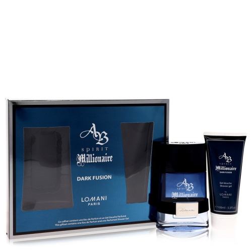 LOMANI  Spirit Millionaire Dark Fusion By Gift Set 3.3 OZ Eau De Parfum Spray + 3.3 OZ Shower Gel