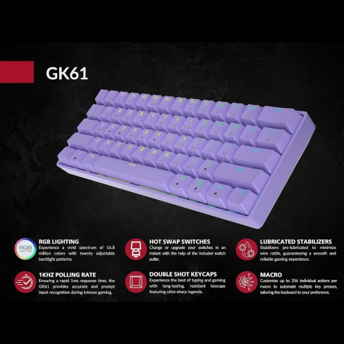 Mechanical Gaming Keyboard - 61 Keys Multi Color RGB Illuminated LED Backlit Wired Programmable for PC/Mac Gamer