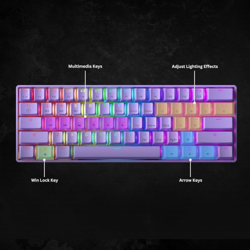 Mechanical Gaming Keyboard - 61 Keys Multi Color RGB Illuminated LED Backlit Wired Programmable for PC/Mac Gamer
