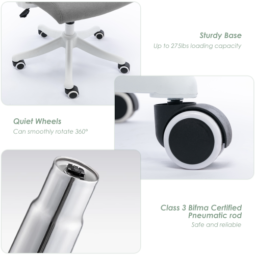 Ergonomic Office Chair with Adjustable Headrest and Movable Waist Cushion,360-Degree Swivel Height Adjustable Task Chair Computer Desk Chair