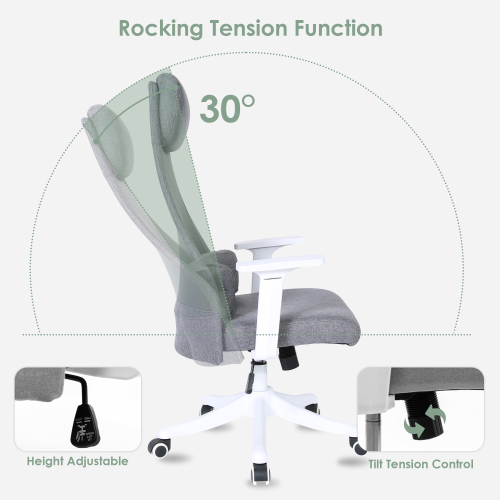 Ergonomic Office Chair with Adjustable Headrest and Movable Waist Cushion,360-Degree Swivel Height Adjustable Task Chair Computer Desk Chair