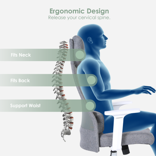 Ergonomic Office Chair with Adjustable Headrest and Movable Waist Cushion,360-Degree Swivel Height Adjustable Task Chair Computer Desk Chair