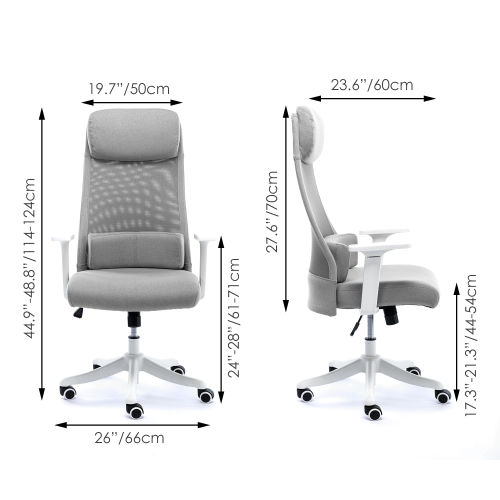 Ergonomic Office Chair with Adjustable Headrest and Movable Waist Cushion,360-Degree Swivel Height Adjustable Task Chair Computer Desk Chair