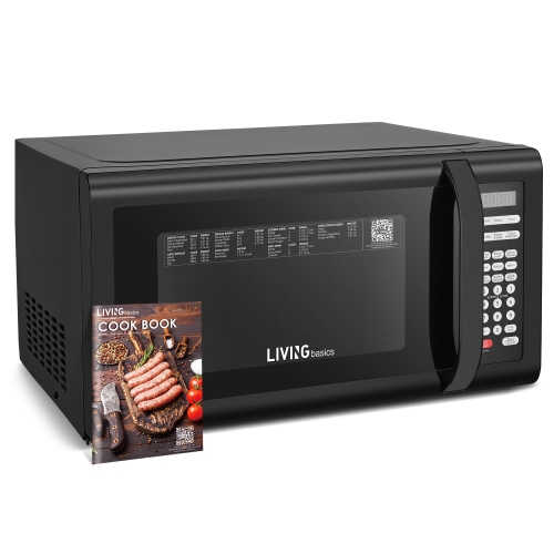 LIVINGBASICS  1.6 Cu.ft 1500W Countertop Microwave Oven, Large Size With Smart Sensor And Child Safety Lock, 6 Preset Menus And 10 Power Levels