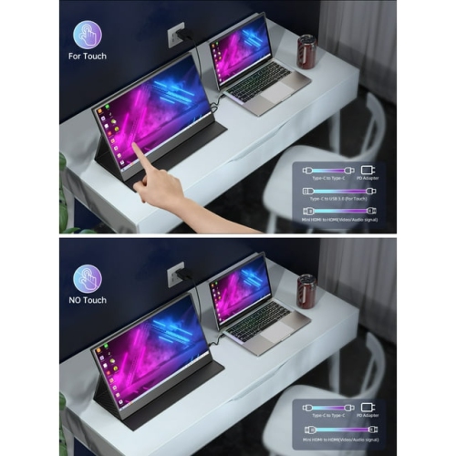 Portable Monitor Touch Screen, UPERFECT 15.6 Inch 1080P FHD IPS HDR Computer Display HDMI USB-C External Laptop Screen, Touchscreen Monitor With