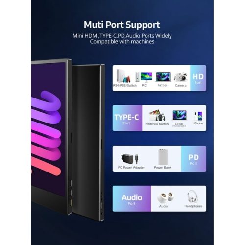 Portable Monitor Touch Screen, UPERFECT 15.6 Inch 1080P FHD IPS HDR Computer Display HDMI USB-C External Laptop Screen, Touchscreen Monitor With