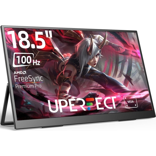 UPERFECT  Portable Monitor 18.5 Inch 100Hz 100% Srgb 1080P \w Vesa & Stand 180° Adjustable Ultra-Slim & Lightweight Frameless Fhd Freesync Ips HDr