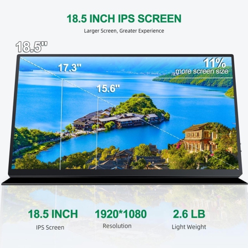 UPERFECT 18.5" 1080P Portable Monitor 120Hz Portable Gaming Monitor Switch Display w/VESA and Smart Cover For Xbox One