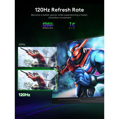 UPERFECT 18.5" 120Hz Portable Monitor 1080P HDMI Dual USB C Computer Gaming Monitors Freesync HDR w/VESA