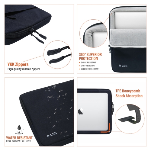 LSS Protective Laptop Sleeve for Men/Women - Stylish & Durable Sleeve Bag for 12"-12.9" Laptops - Cool Laptop Sleeve - Black