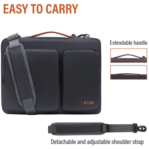 LSS Laptop Bag for Men/Women - Cool, Stylish & Durable Shoulder Sleeve Bag for 13"-13.5" Laptops - Includes Slip Resistant Shoulder Strap - Black