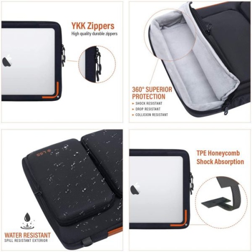 LSS Laptop Bag for Men/Women - Cool, Stylish & Durable Shoulder Sleeve Bag for 13"-13.5" Laptops - Includes Slip Resistant Shoulder Strap - Black