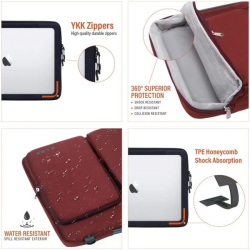 LSS Laptop Bag for Men/Women - Cool, Stylish & Durable Shoulder Sleeve Bag for 13"-13.5" Laptops - Includes Slip Resistant Shoulder Strap - Red