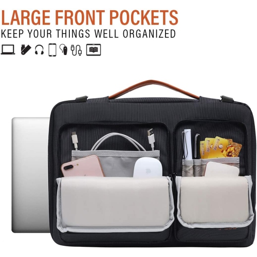 Sac LSS pour homme/femme - sac à bandoulière Cool, élégant et durable pour portable 12 à 12,9 po - comprend bandoulière antidérapante - Noir