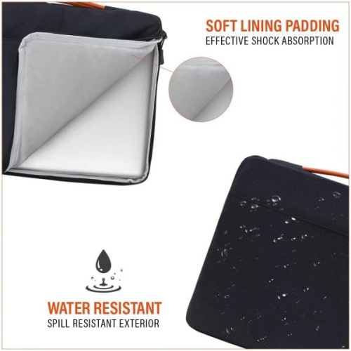 LSS Protective Laptop Sleeve Case with PU Leather Handle for Men/Women - Stylish & Durable Sleeve for 14”-15.6” Laptops, Cool Laptop Sleeve - Black