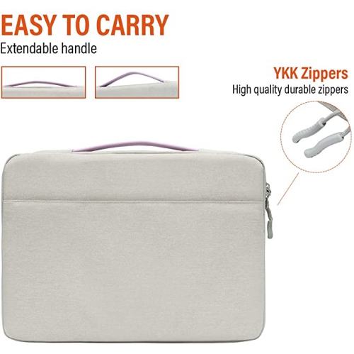 LSS Protective Laptop Sleeve Case with PU Leather Handle for Men/Women - Stylish & Durable Sleeve for 13”-13.5" Laptops, Laptop Sleeve - Light Grey