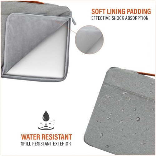 LSS Protective Laptop Sleeve Case with PU Leather Handle for Men/Women - Stylish & Durable Sleeve for 12"-12.9" Laptops, Cool Laptop Sleeve - Grey