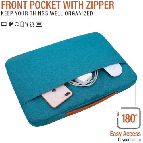 LSS Protective Laptop Sleeve Case with PU Leather Handle for Men/Women - Stylish & Durable Sleeve for 14”-15.6” Laptops, Cool Laptop Sleeve - Teal
