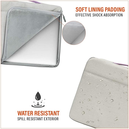 LSS Protective Laptop Sleeve Case with PU Leather Handle for Men/Women - Stylish & Durable Sleeve for 12"-12.9" Laptops, Laptop Sleeve - Light Grey