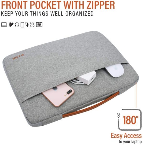LSS Protective Laptop Sleeve Case with PU Leather Handle for Men/Women - Stylish & Durable Sleeve for 13”-13.5" Laptops, Cool Laptop Sleeve - Grey