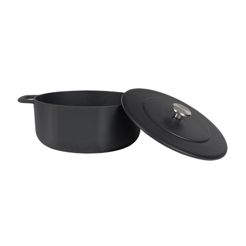 Combekk Cast Iron 24cm Black Dutch Oven and Dual-Handle Frying Pan, 2 Pc. Set