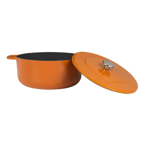 Combekk Cast Iron 28cm Orange Dutch Oven and Dual-Handle Frying Pan, 2 Pc. Set