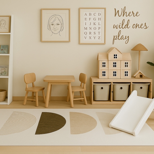 Rug Branch Kids Boho Soft Playmat Cream Beige Indoor Soft Area Rug