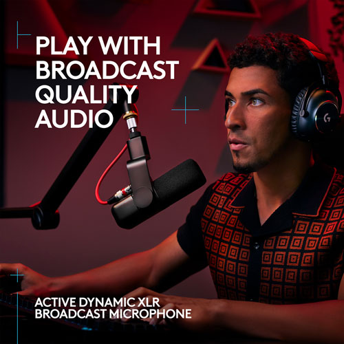 Logitech G Yeti Studio Active Dynamic XLR Broadcast Gaming Microphone w/ ClearAmp Active Preamp - Black