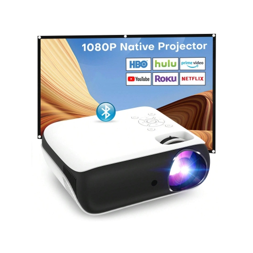 HAPPRUN Experience 1080P Bluetooth Projector with 100'' Screen