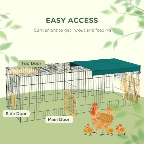 PawHut 87"L Small Animals Pet Playpen Catio Cage with Doors for Rabbits, Guinea Pig, Chicken, Chinchillas, Cat, Quail, Duck, Outdoor Indoor Use with