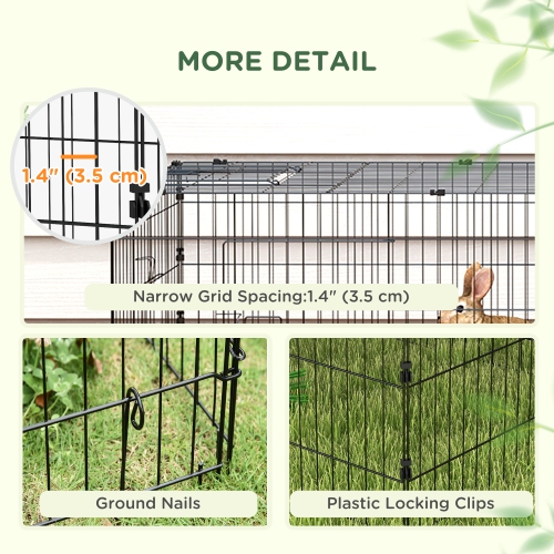 PawHut 87"L Small Animals Pet Playpen Catio Cage with Doors for Rabbits, Guinea Pig, Chicken, Chinchillas, Cat, Quail, Duck, Outdoor Indoor Use with