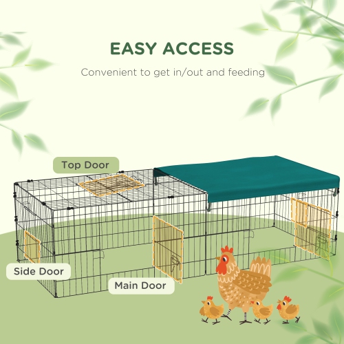 PawHut 73"L Small Animals Pet Playpen Catio Cage with Doors for Rabbits, Guinea Pig, Chicken, Chinchillas, Cat, Quail, Duck, Outdoor Indoor Use with
