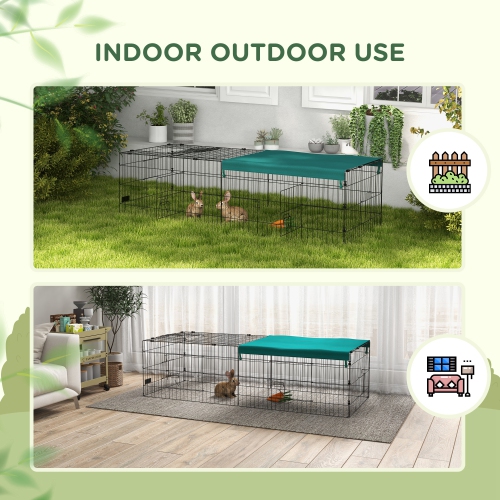 PawHut 73"L Small Animals Pet Playpen Catio Cage with Doors for Rabbits, Guinea Pig, Chicken, Chinchillas, Cat, Quail, Duck, Outdoor Indoor Use with