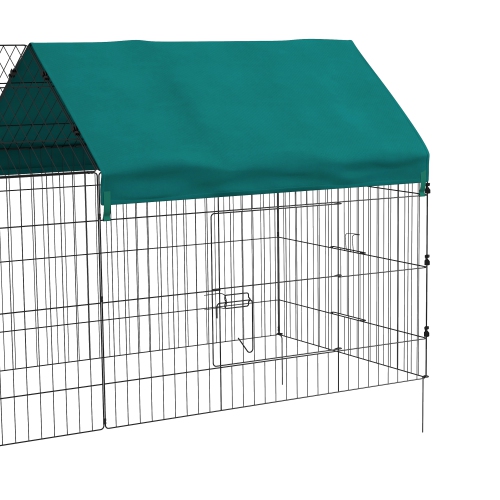 PawHut 87"L Small Animals Pet Playpen Catio Cage with Doors for Rabbits, Guinea Pig, Chicken, Chinchillas, Cat, Quail, Duck, Outdoor Indoor Use with