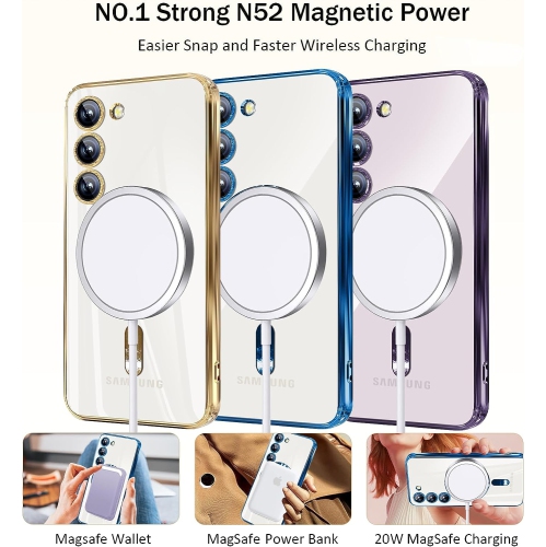 Étui magnétique conçu pour le Galaxy S23 5G de Samsung - compatible avec le chargement et les accessoires MagSafe - Bleu