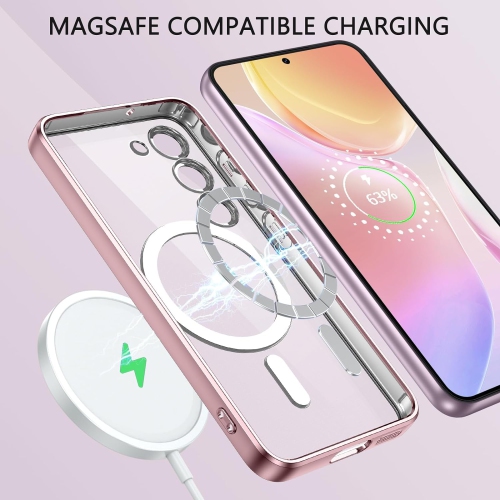 Étui magnétique conçu pour le Galaxy S23 5G de Samsung - compatible avec le chargement et les accessoires MagSafe - Rose doré