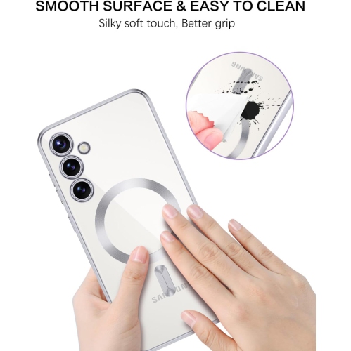 Étui magnétique conçu pour le Galaxy S23 5G de Samsung - compatible avec le chargement et les accessoires MagSafe - Argenté