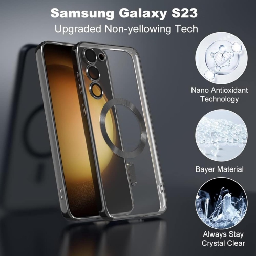 Étui magnétique conçu pour le Galaxy S23 5G de Samsung - compatible avec le chargement et les accessoires MagSafe - Noir