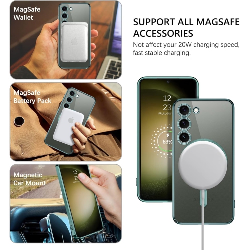 Étui magnétique conçu pour le Galaxy S23 5G de Samsung - compatible avec le chargement et les accessoires MagSafe - Vert