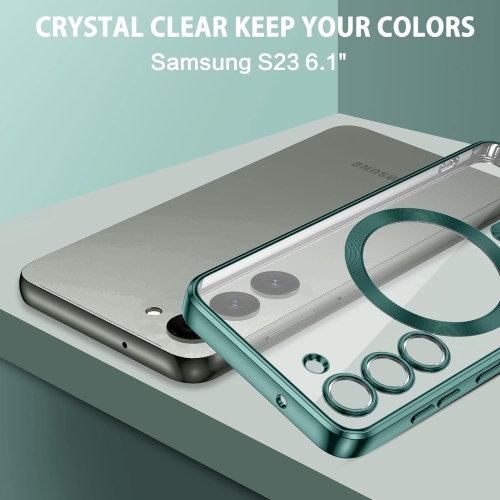 Étui magnétique conçu pour le Galaxy S23 5G de Samsung - compatible avec le chargement et les accessoires MagSafe - Vert