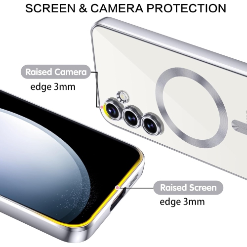 Étui magnétique conçu pour le Galaxy S23 Ultra de Samsung - compatible avec le chargement et les accessoires MagSafe - Argenté