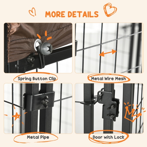 PawHut Dog Kennel Outdoor with Waterproof Canopy, Dog Run with Galvanized Chain Link, Secure Lock, for Backyard and Patio, Large and Medium Sized