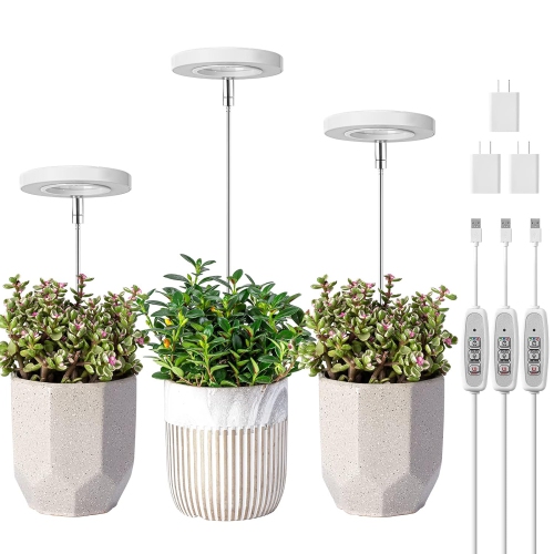 DEL à spectre complet pour plantes d'intérieur - Lampe de culture à hauteur  réglable avec minuterie marche/arrêt automatique (4/8/12H) et 4 niveaux de  luminosité à intensité réglable