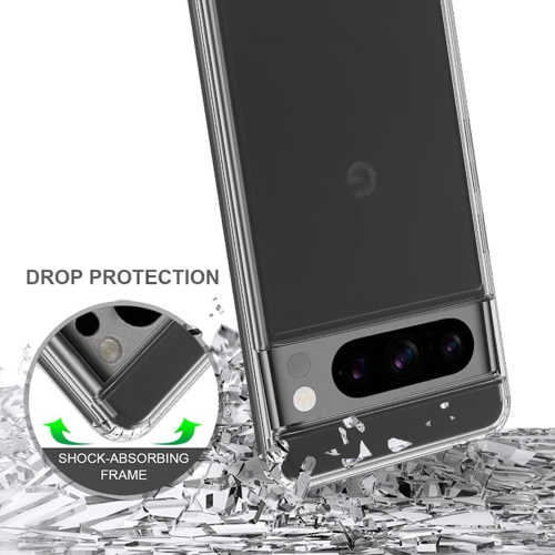 Étui pour Pixel 8 Pro de Google, pare-chocs en silicone souple en TPUR et étui en polycarbonate rigide transparent antichoc pour appareil photo mince