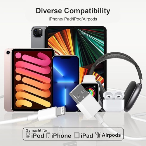 3 Pack iPhone Charger Cord 6ft Charging Cable Lightning Cable to USB Compatible with iPhone iPad AirPods and more