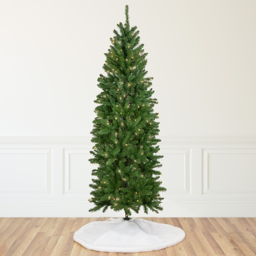 NORTHLIGHT  12' Pencil River Fir Artificial Christmas Tree, Clear Lights In White