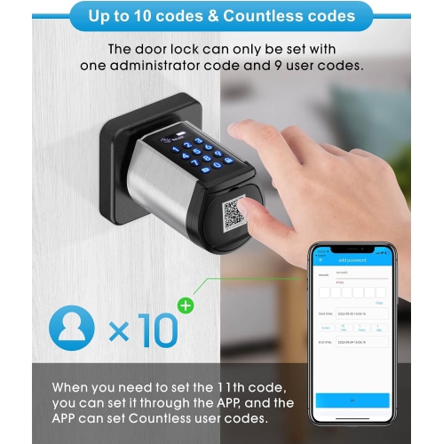 Welock WiFi Smart Lock with Keypad PCB32 Safer Keyless Entry Smart Door Lock, Smart Bluetooth Door Knob with Keypad APP Control IC Card