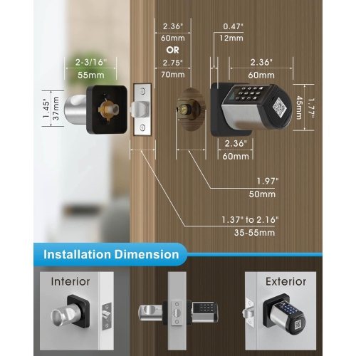 Welock WiFi Smart Lock with Keypad PCB32 Safer Keyless Entry Smart Door Lock, Smart Bluetooth Door Knob with Keypad APP Control IC Card