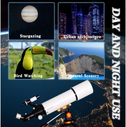 Télescope LUXUN pour adultes enfants, télescope réfracteur 80 mm Aperture 500 mm pour débutants astronomiques - télescope portatif de voyage